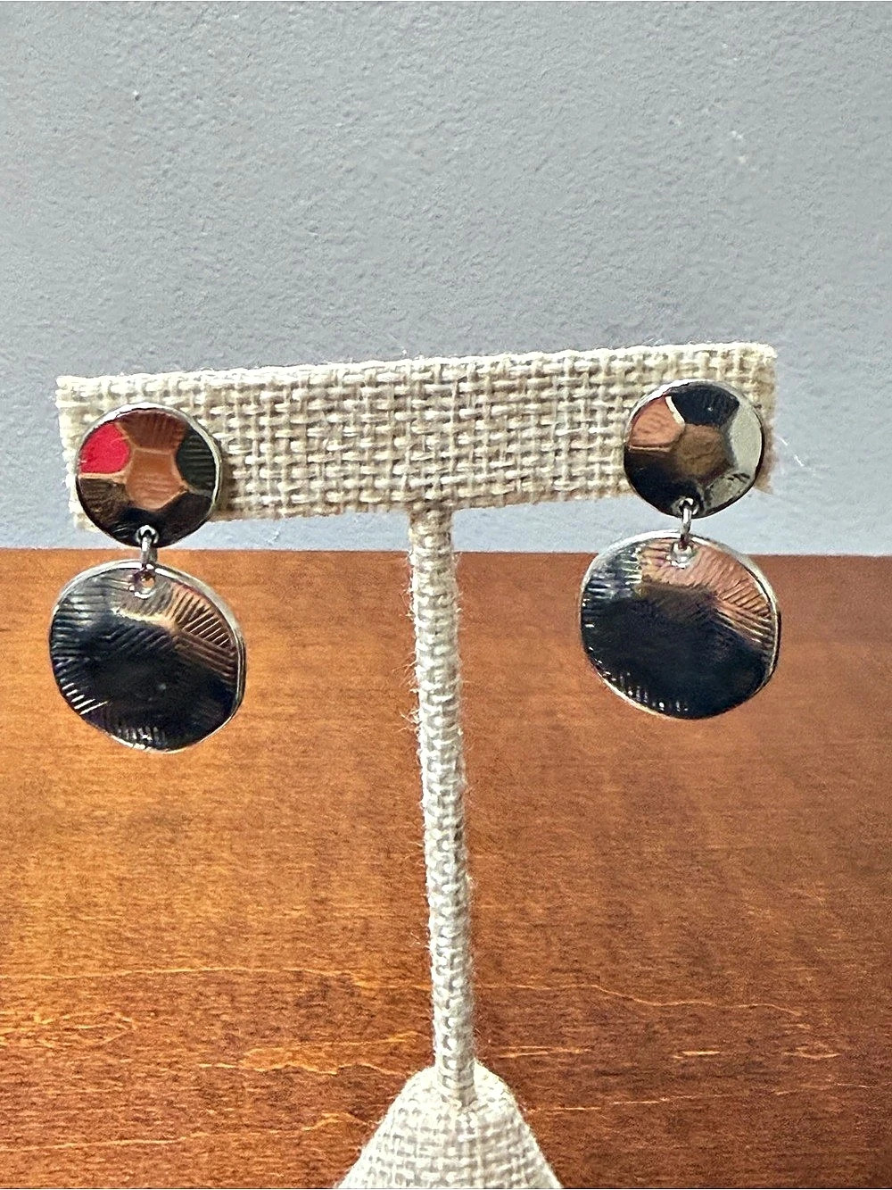 Two-Tone Disc Drop Earrings